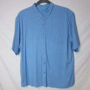 Tori Richard Short Sleeve Tropical Button Up Shirt Mens 2XL Blue Pineapple